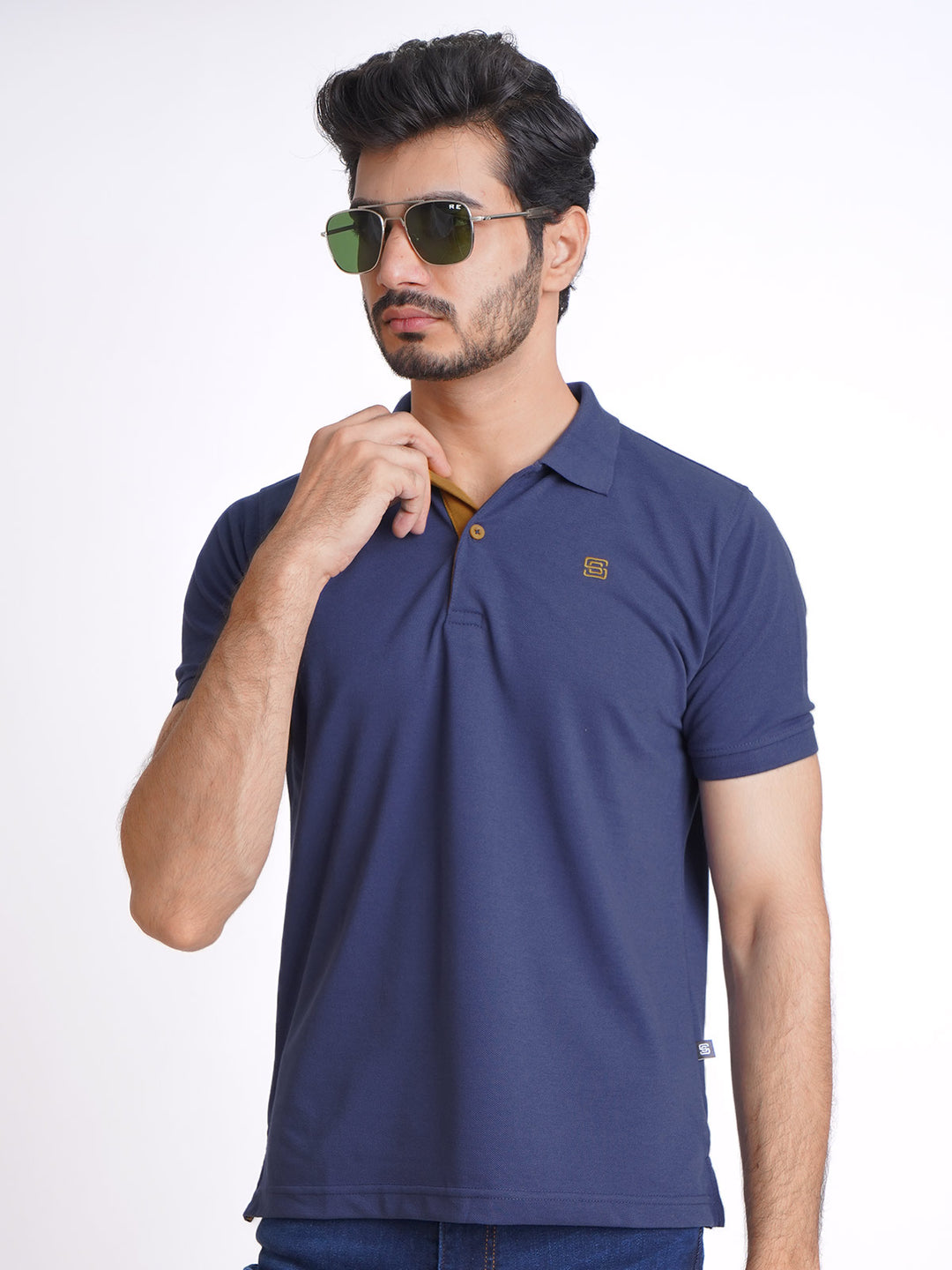 Sapphire Blue Half Sleeves Designer Polo T-Shirt (POLO-611)