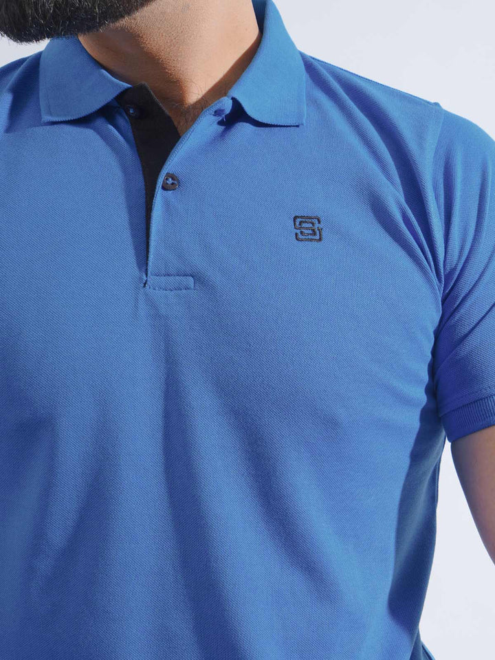 Royal Blue Half Sleeves Designer Polo T-Shirt (POLO-612)