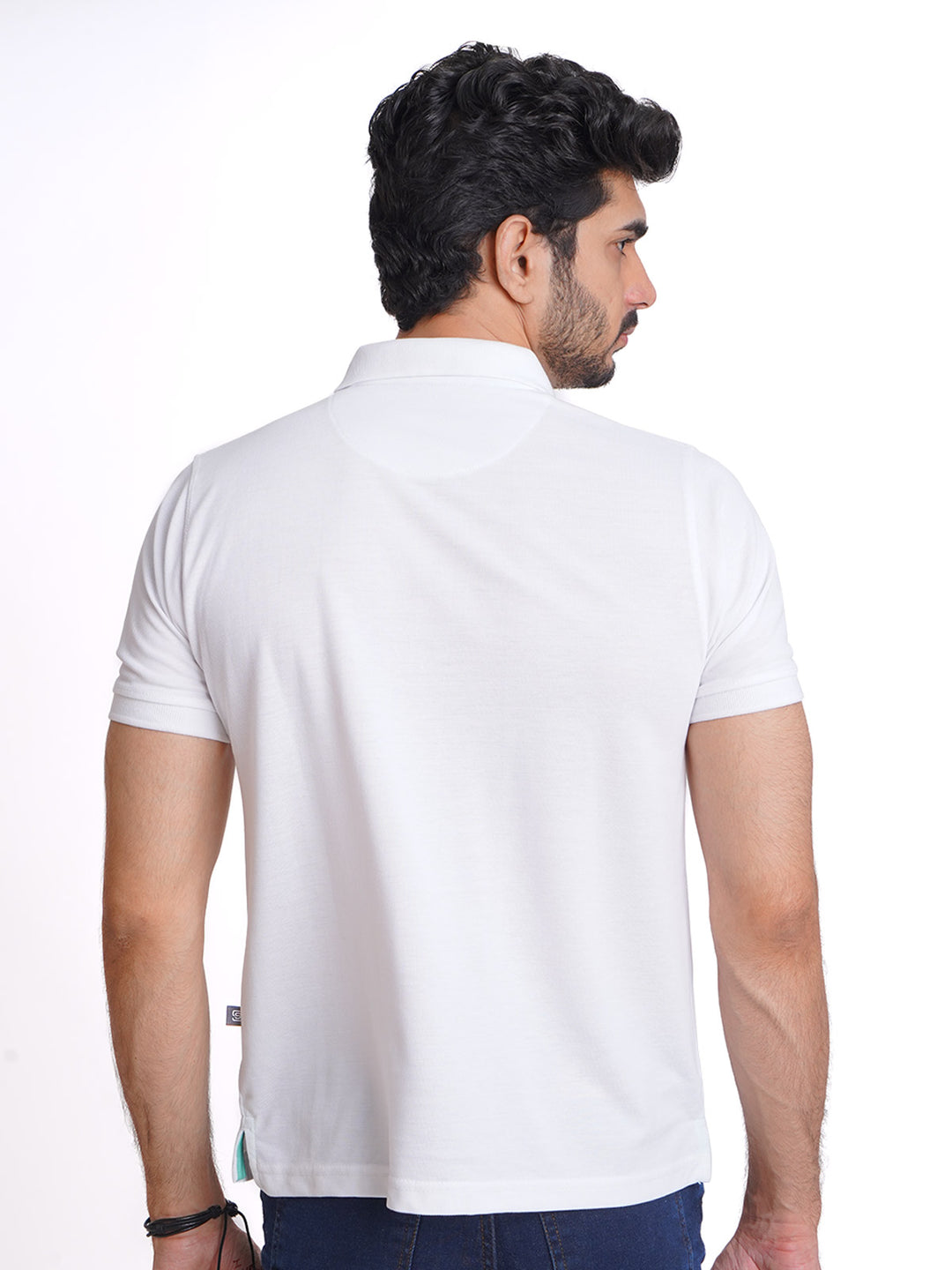 White Half Sleeves Designer Polo T-Shirt (POLO-613)