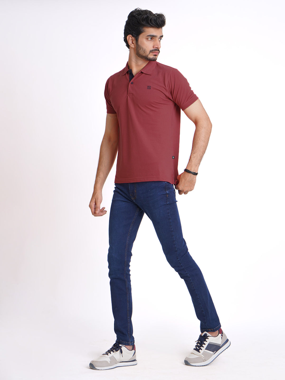 Dark Pink Half Sleeves Designer Polo T-Shirt (POLO-615)