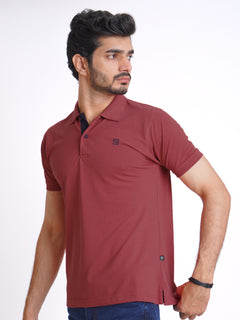 Dark Pink Half Sleeves Designer Polo T-Shirt (POLO-615)