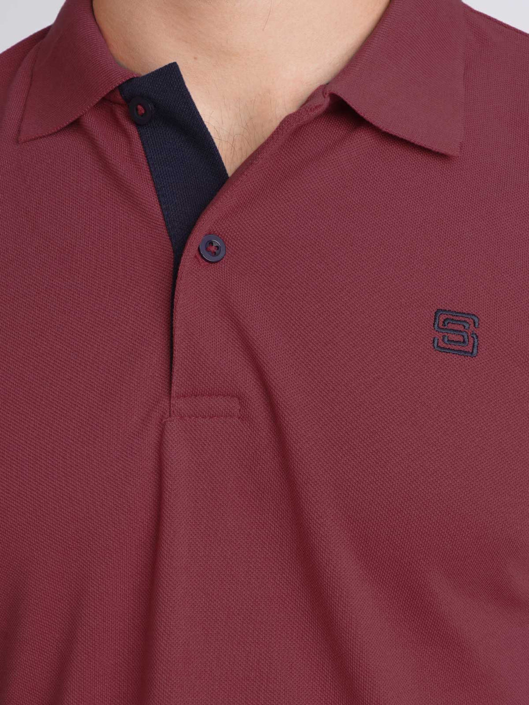 Dark Pink Half Sleeves Designer Polo T-Shirt (POLO-615)