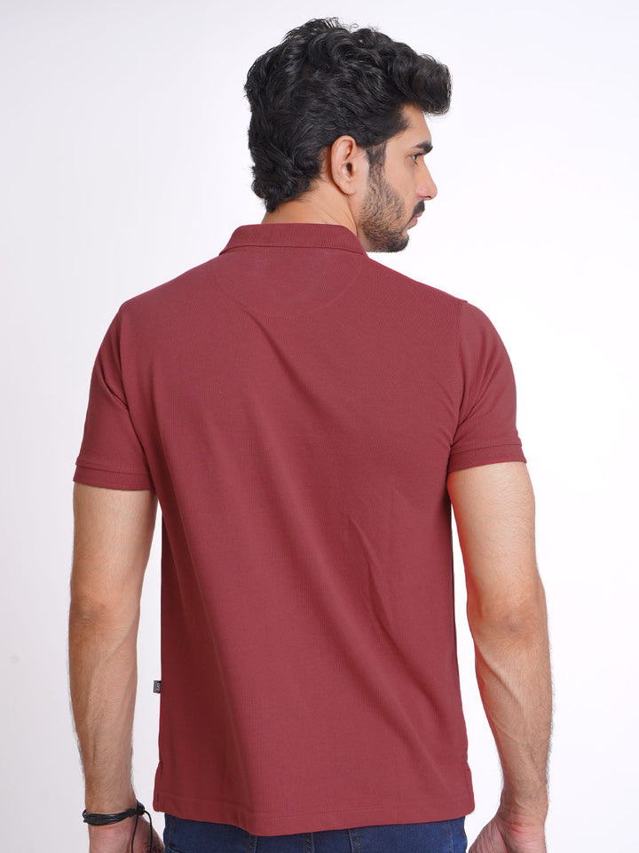 Dark Pink Half Sleeves Designer Polo T-Shirt (POLO-615)