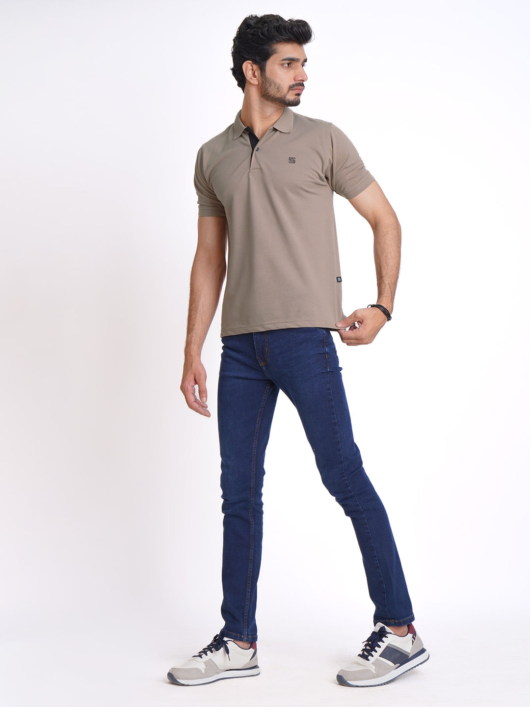 Stone Half Sleeves Designer Polo T-Shirt (POLO-616)