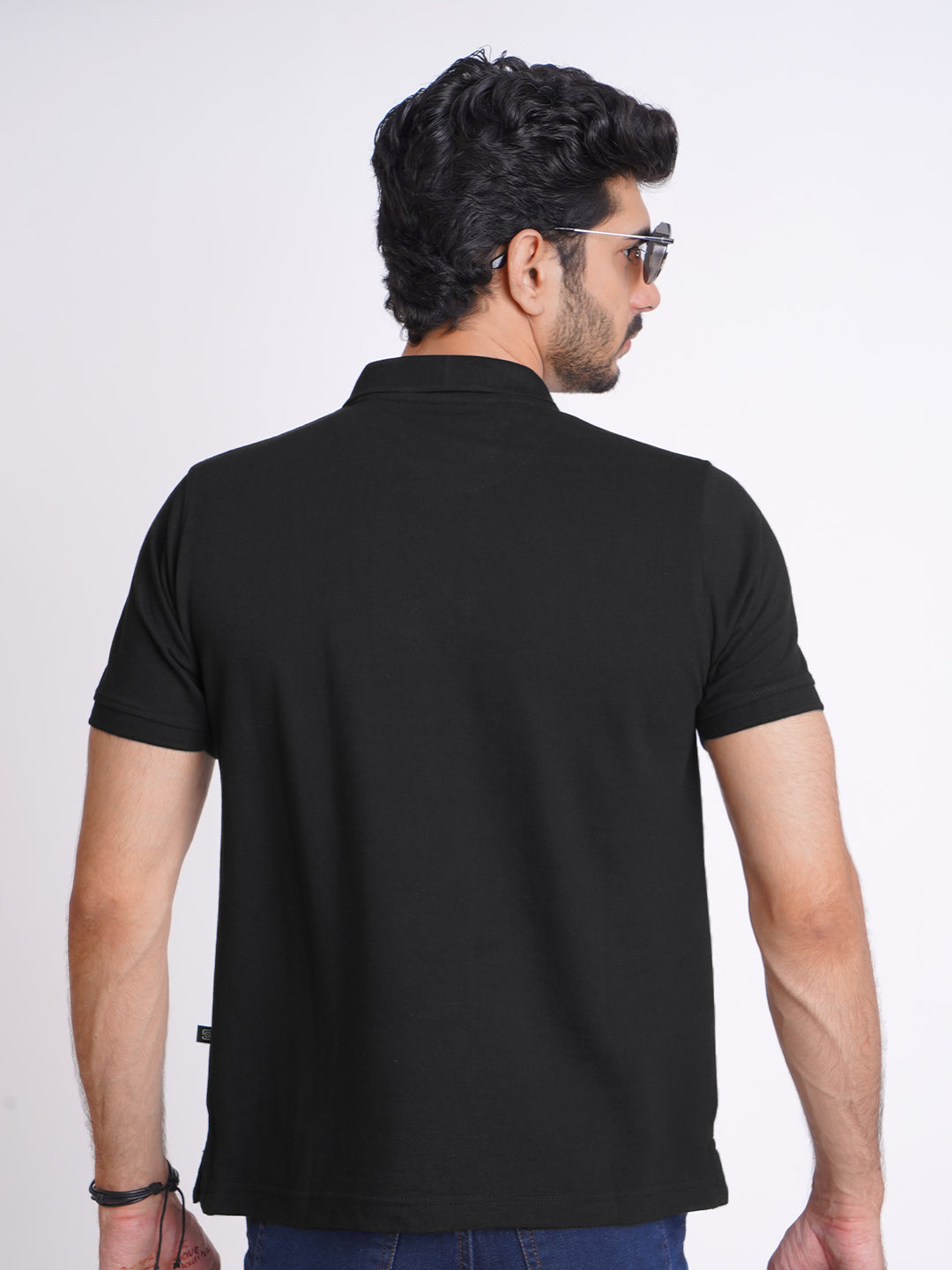 Black Half Sleeves Designer Polo T-Shirt (POLO-617)