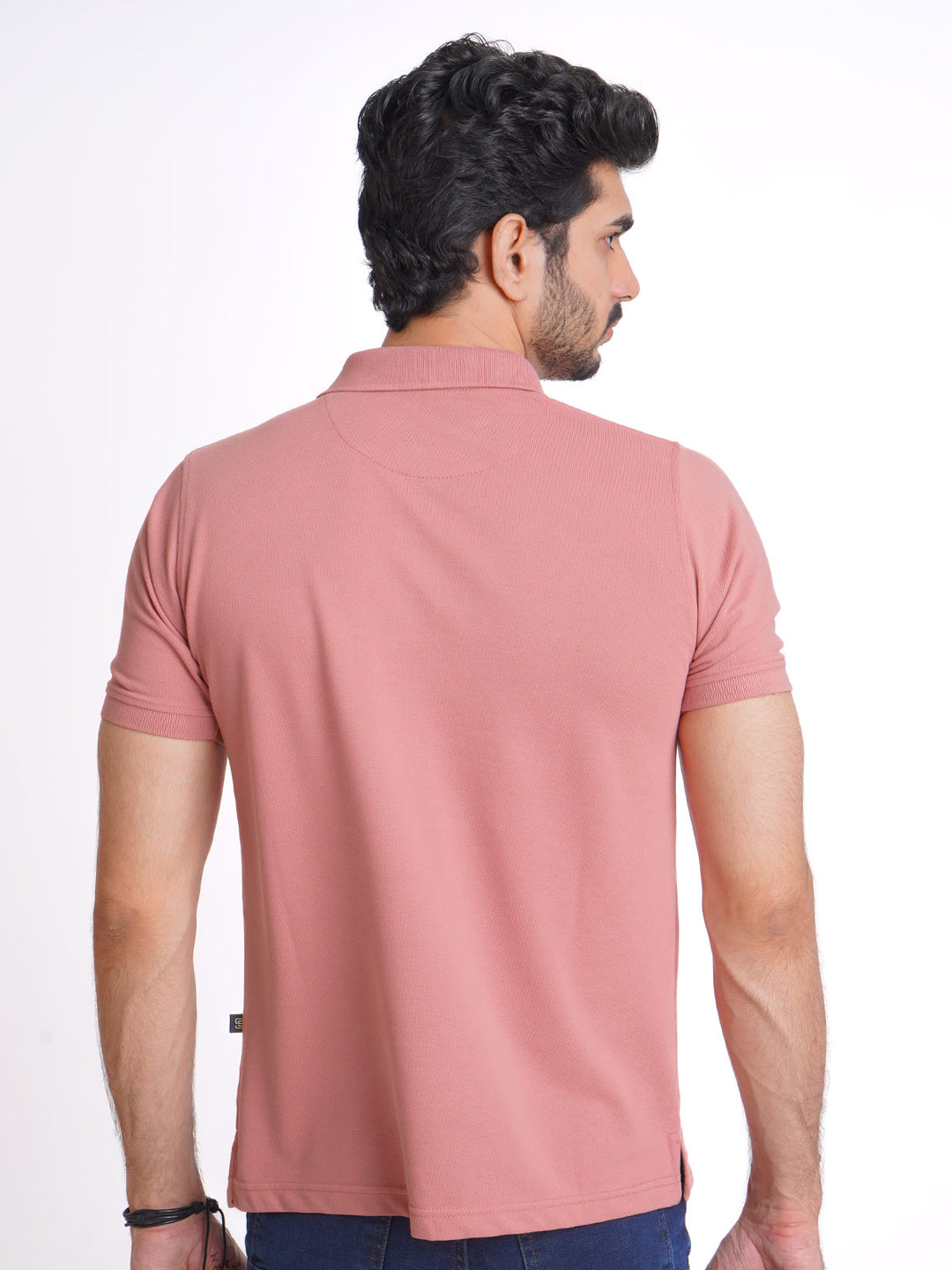 Tea Pink Half Sleeves Designer Polo T-Shirt (POLO-619)