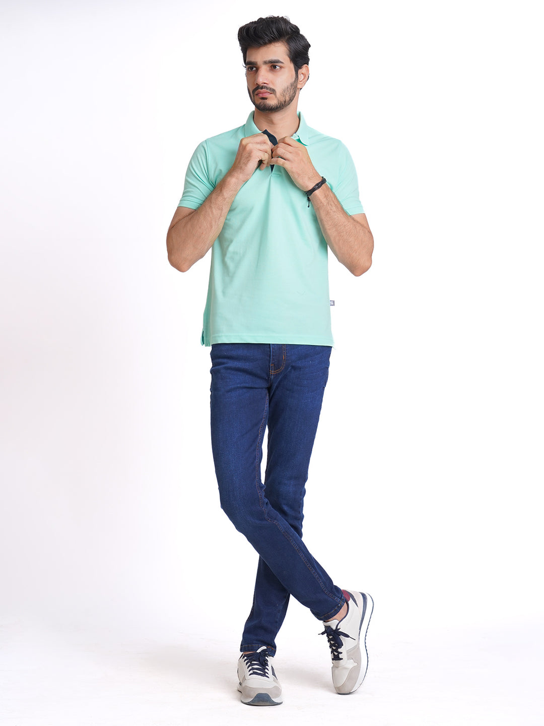 Sea Green Half Sleeves Designer Polo T-Shirt (POLO-620)