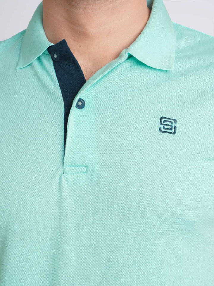 Sea Green Half Sleeves Designer Polo T-Shirt (POLO-620)