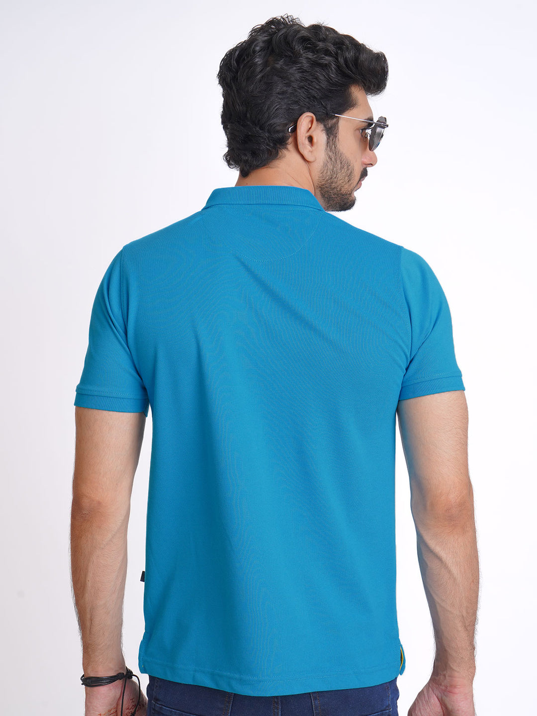 Vivid Blue Half Sleeves Designer Polo T-Shirt (POLO-621)