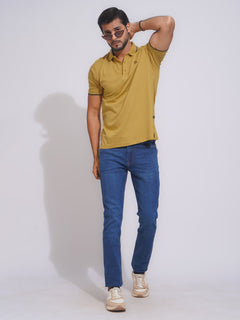 Nugget Gold Contrast Tipping Half Sleeves Cotton Jersey Polo T-Shirt (POLO-631)