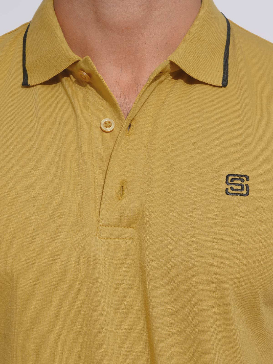 Nugget Gold Contrast Tipping Half Sleeves Cotton Jersey Polo T-Shirt (POLO-631)