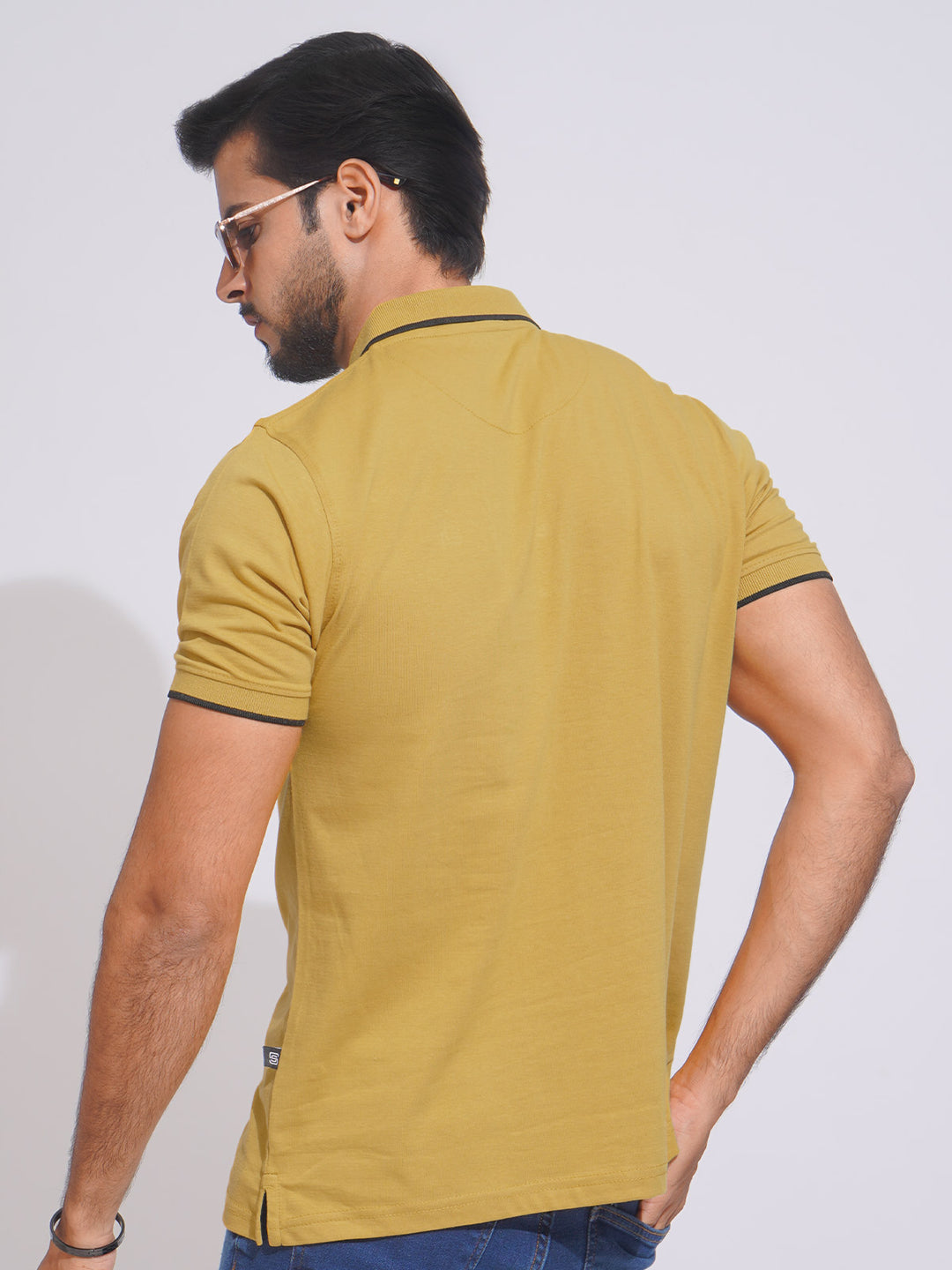 Nugget Gold Contrast Tipping Half Sleeves Cotton Jersey Polo T-Shirt (POLO-631)