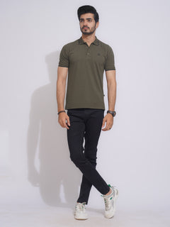 Green Contrast Tipping Half Sleeves Cotton Jersey Polo T-Shirt (POLO-641)