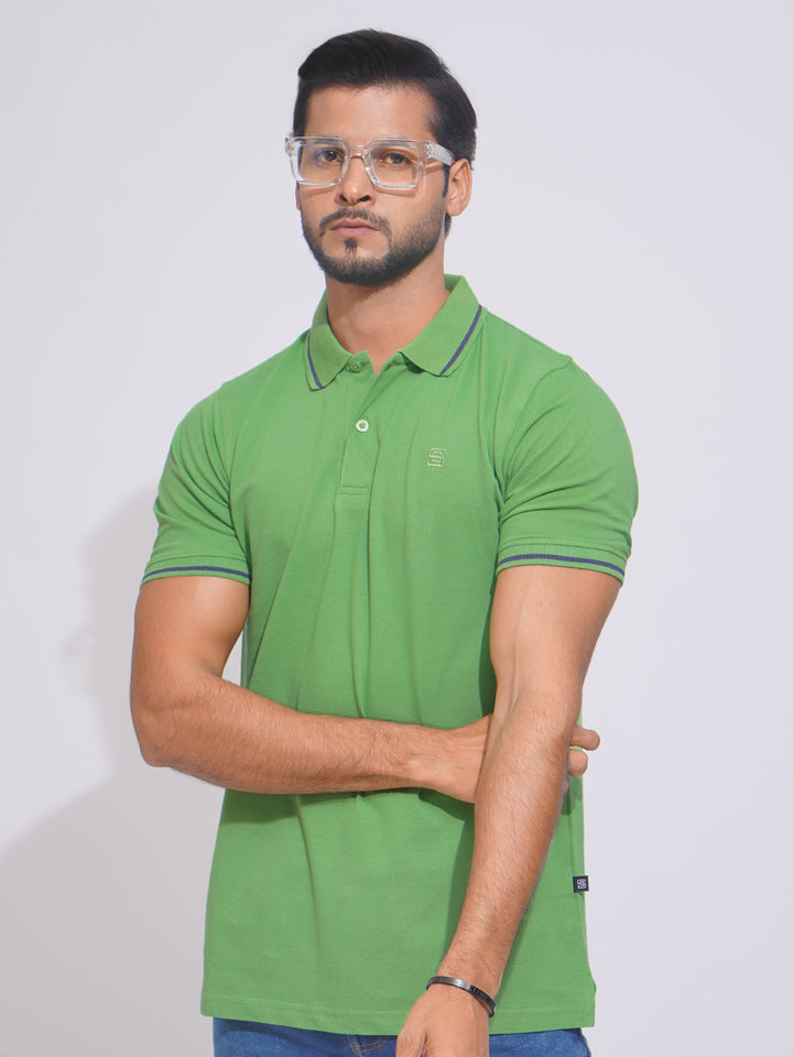 Salted Lime Classic Half Sleeves Cotton Polo T-Shirt (POLO-643)