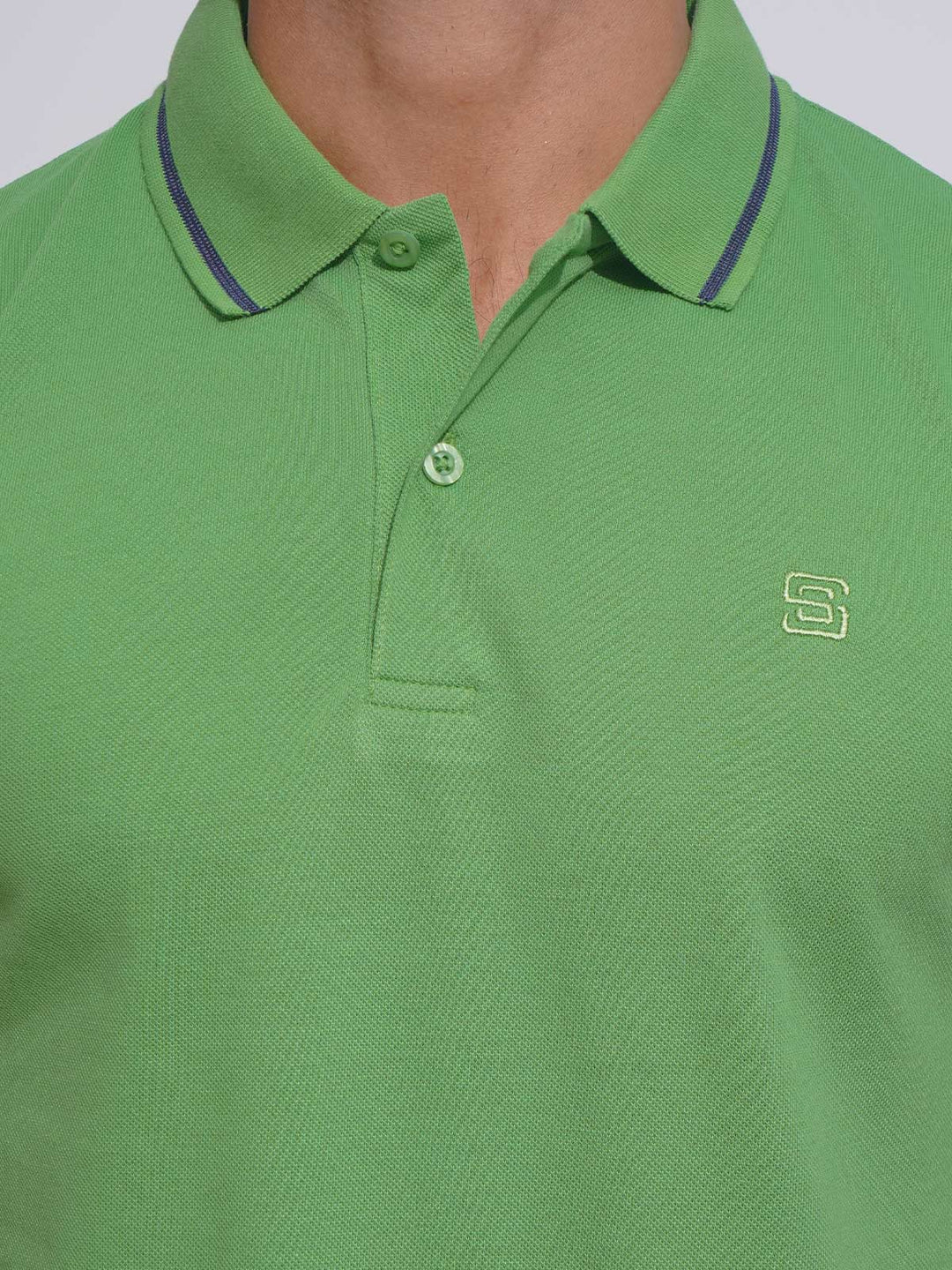 Salted Lime Classic Half Sleeves Cotton Polo T-Shirt (POLO-643)