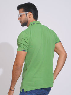 Salted Lime Classic Half Sleeves Cotton Polo T-Shirt (POLO-643)