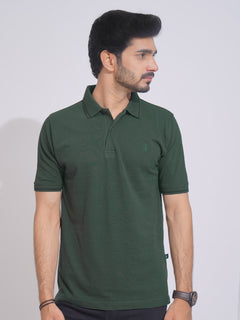 Dark Green Classic Half Sleeves Cotton Polo T-Shirt (POLO-644)