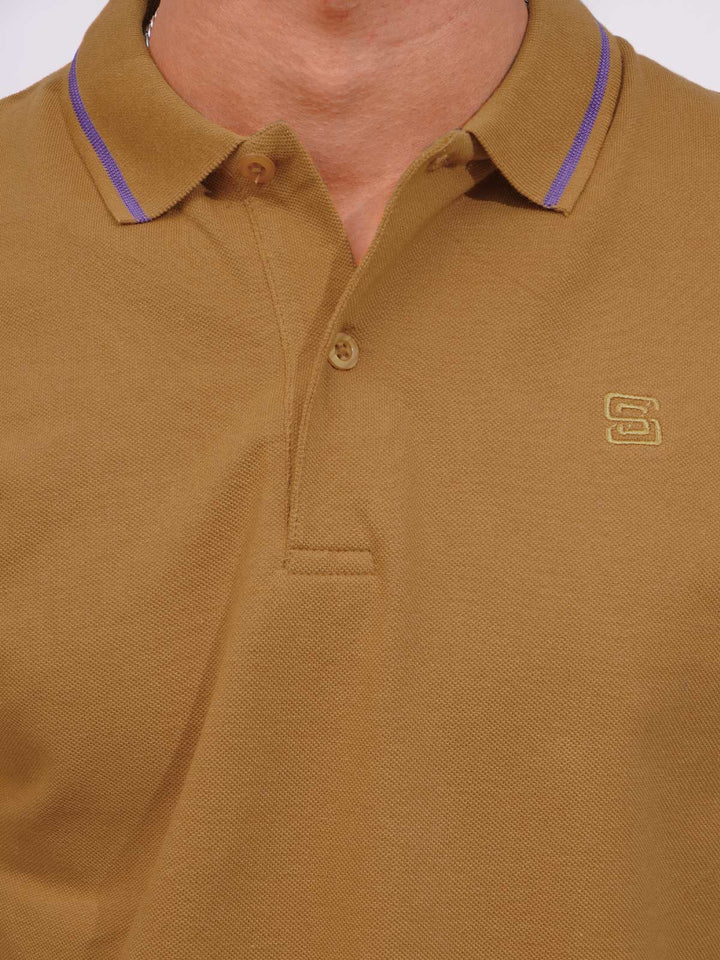 Mustard Classic Half Sleeves Cotton Polo T-Shirt (POLO-646)