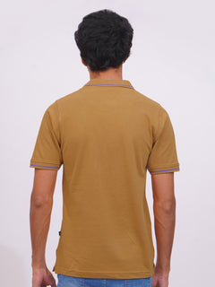 Mustard Classic Half Sleeves Cotton Polo T-Shirt (POLO-646)