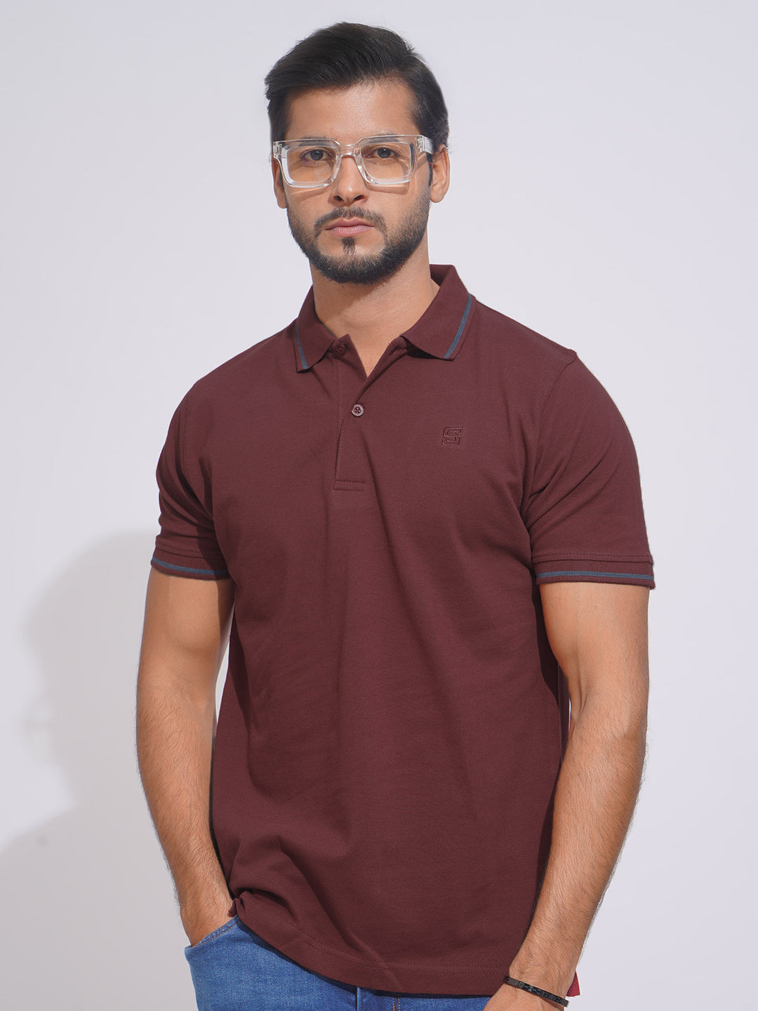 Maroon Classic Half Sleeves Cotton Polo T-Shirt (POLO-648)