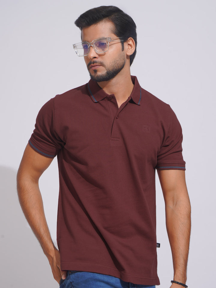 Maroon Classic Half Sleeves Cotton Polo T-Shirt (POLO-648)