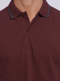 Maroon Classic Half Sleeves Cotton Polo T-Shirt (POLO-648)