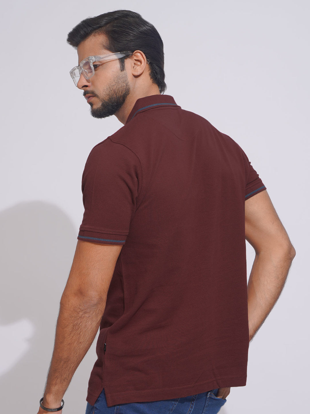 Maroon Classic Half Sleeves Cotton Polo T-Shirt (POLO-648)