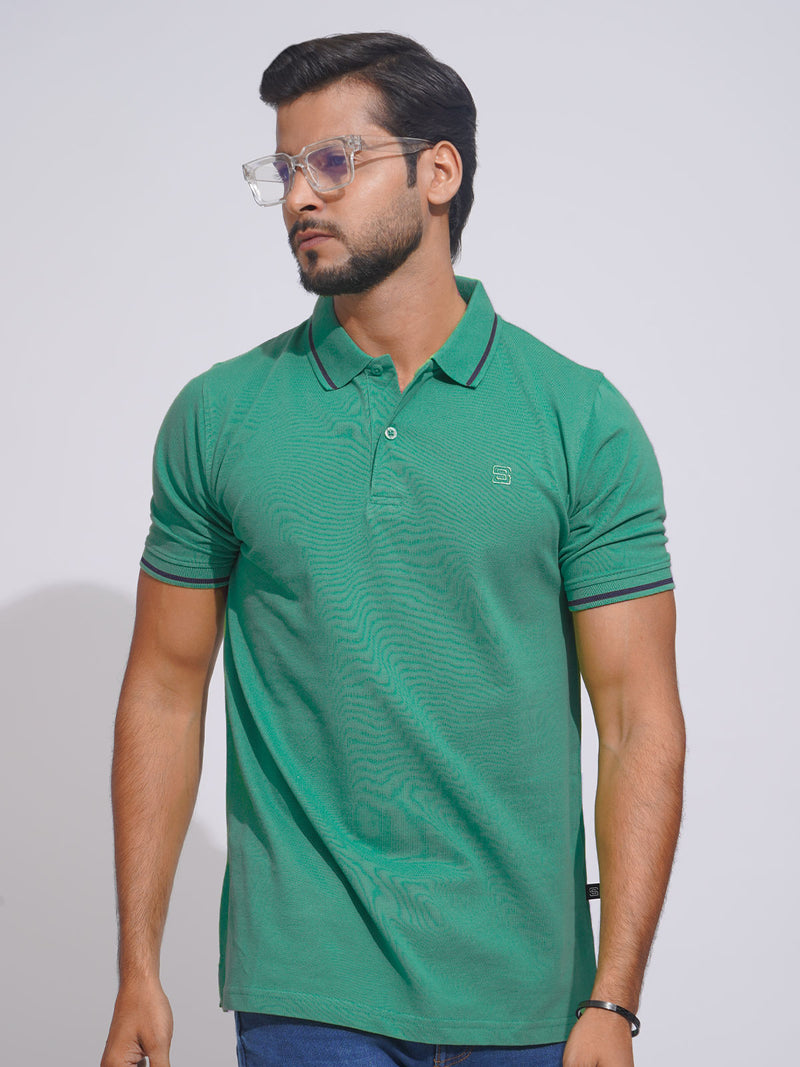 Slushy Green Classic Half Sleeves Cotton Polo T-Shirt (POLO-651)