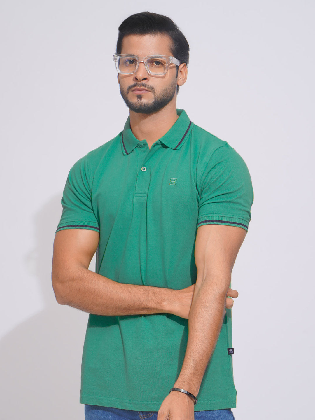 Slushy Green Classic Half Sleeves Cotton Polo T-Shirt (POLO-651)