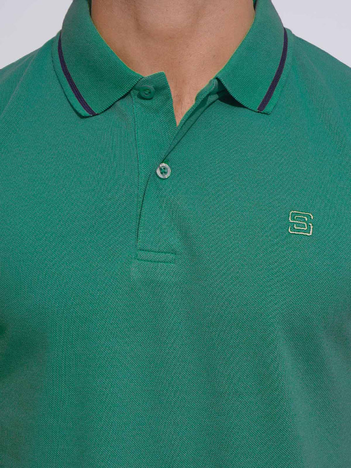 Slushy Green Classic Half Sleeves Cotton Polo T-Shirt (POLO-651)