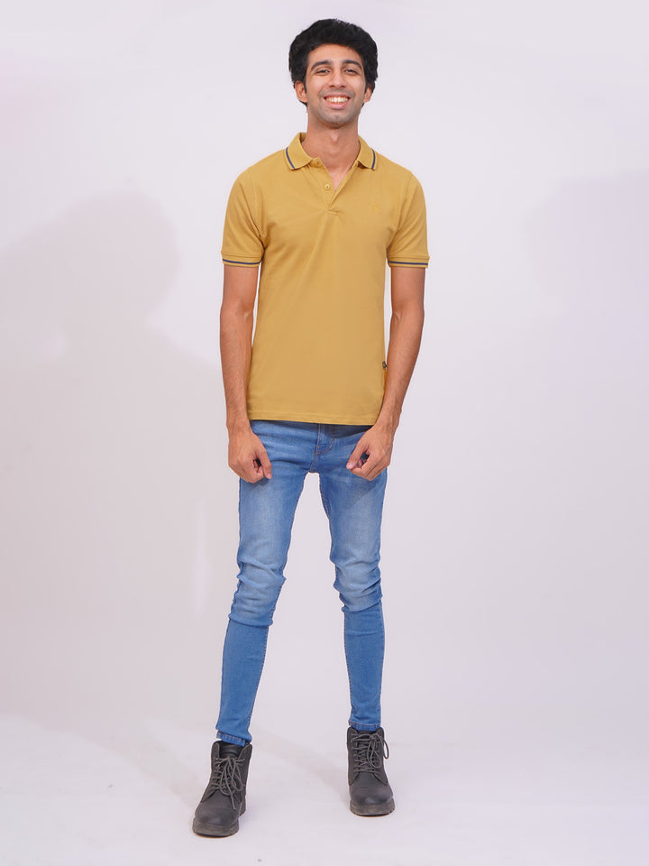 Honey Gold Classic Half Sleeves Cotton Polo T-Shirt (POLO-652)