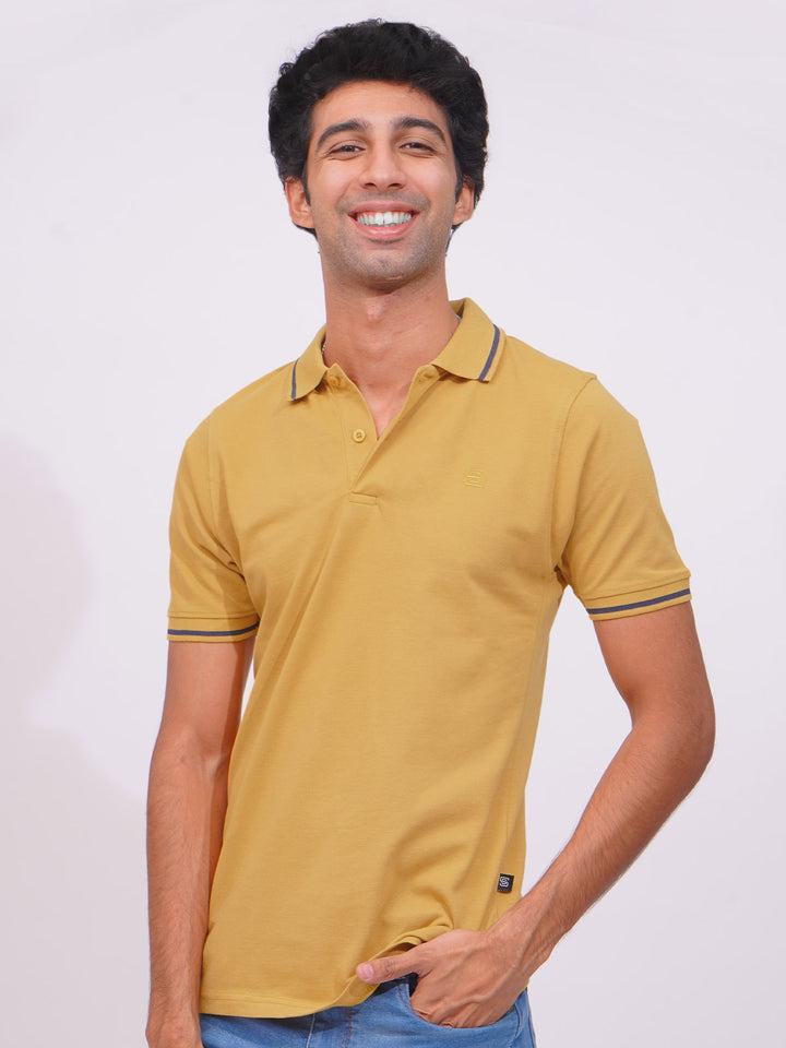 Honey Gold Classic Half Sleeves Cotton Polo T-Shirt (POLO-652)