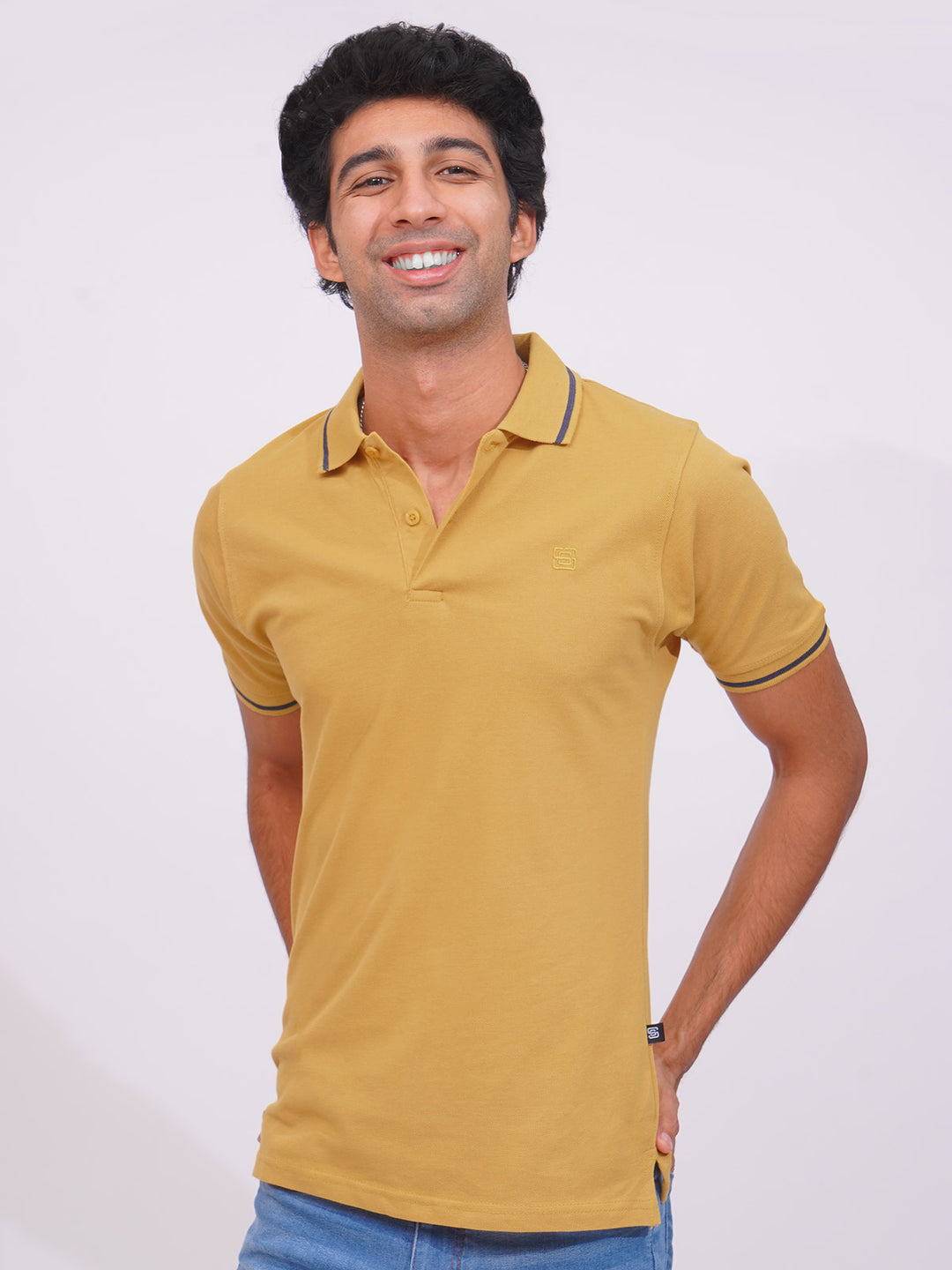 Honey Gold Classic Half Sleeves Cotton Polo T-Shirt (POLO-652)