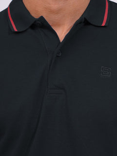 Navy Blue Classic Half Sleeves Cotton Polo T-Shirt (POLO-653)