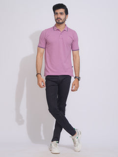 Mauve Orchid Classic Half Sleeves Cotton Polo T-Shirt (POLO-654)