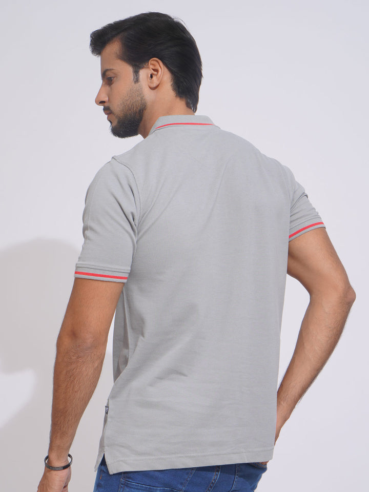 Neutral Grey Classic Half Sleeves Cotton Polo T-Shirt (POLO-655)