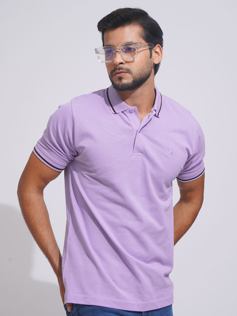 Lavender Classic Half Sleeves Cotton Polo T-Shirt (POLO-657)