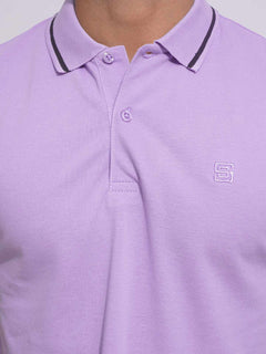 Lavender Classic Half Sleeves Cotton Polo T-Shirt (POLO-657)