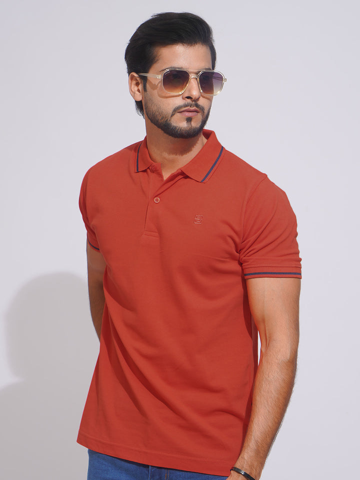 Orange Classic Half Sleeves Cotton Polo T-Shirt (POLO-659)