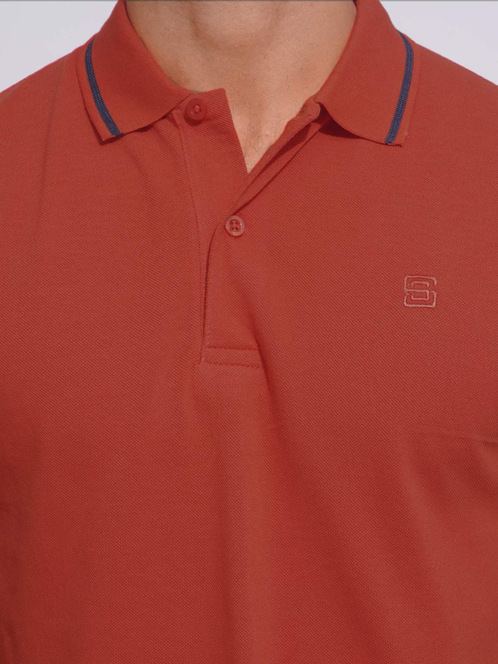 Orange Classic Half Sleeves Cotton Polo T-Shirt (POLO-659)