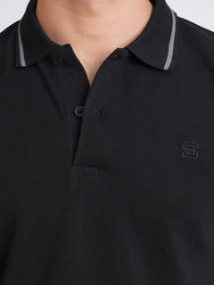 Black Classic Half Sleeves Cotton Polo T-Shirt (POLO-672)