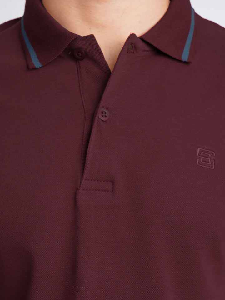 Maroon Classic Half Sleeves Cotton Polo T-Shirt (POLO-677)