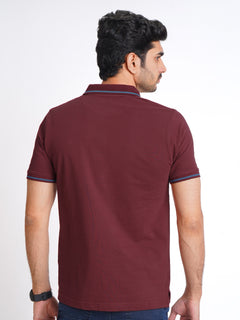 Maroon Classic Half Sleeves Cotton Polo T-Shirt (POLO-677)