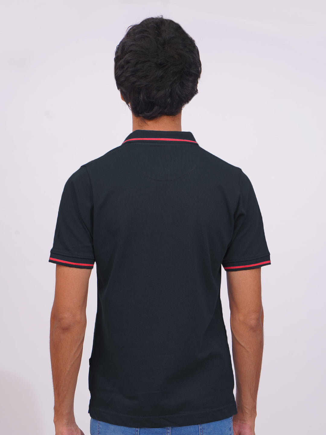 Navy Blue Classic Half Sleeves Cotton Polo T-Shirt (POLO-678)