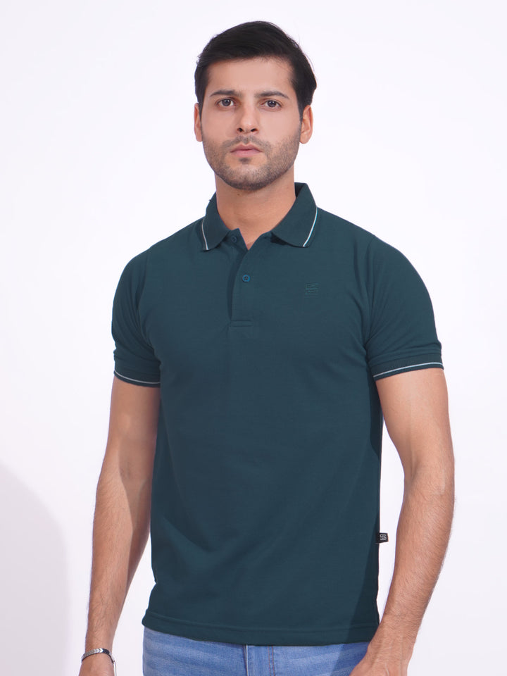 Poseidon Plain Contrast Tipping Half Sleeves Polo T-Shirt (POLO-688)