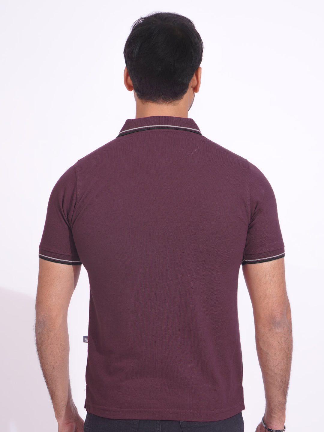 Maroon Contrast Tipping Half Sleeves Cotton Jersey Polo T-Shirt (POLO-698)