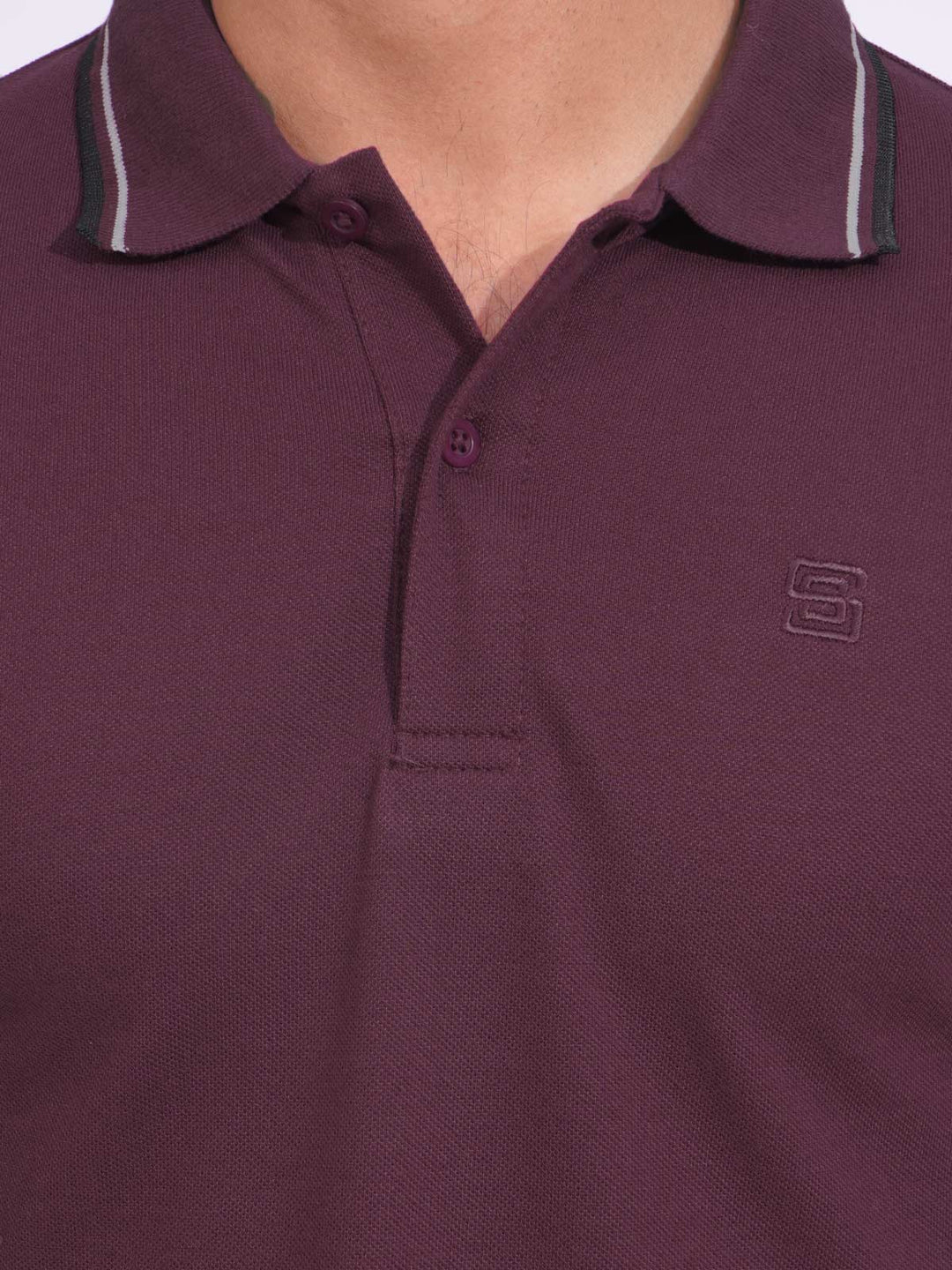 Maroon Plain Contrast Tipping Half Sleeves Polo T-Shirt (POLO-700)