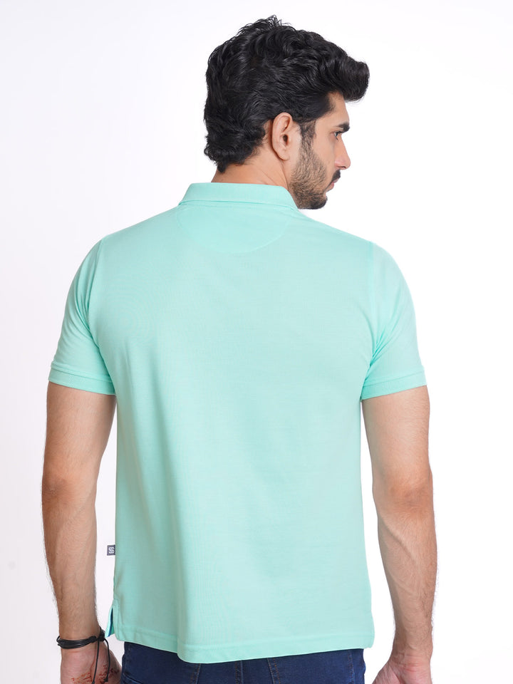 Mint Green Half Sleeves Designer Polo T-Shirt (POLO-704)