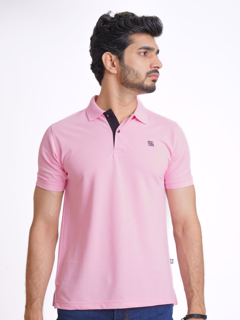 Lovely Pink Half Sleeves Designer Polo T-Shirt (POLO-705)