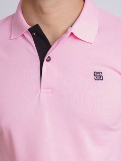 Lovely Pink Half Sleeves Designer Polo T-Shirt (POLO-705)